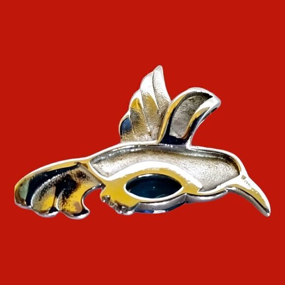 Pendant by Off Park Style FAUX GEMSTONE Hummingbird  SILVERTONE  Bale - Picture 5 of 7